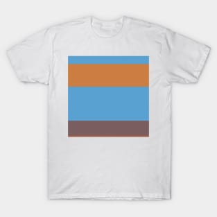 A smart combo of Carolina Blue, Mocha, Deep Taupe, Redwood and Dull Orange stripes. T-Shirt